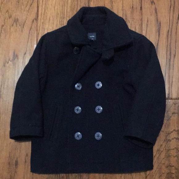 Baby GAP black pea coat. Anchor buttons, pockets - Picture 1 of 4